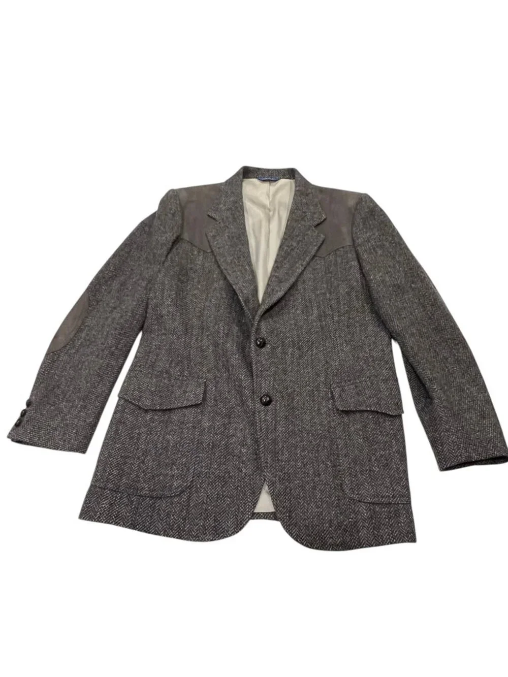 Pendleton Vtg Western-style Sport Coat, Gray Herringbone, 42L